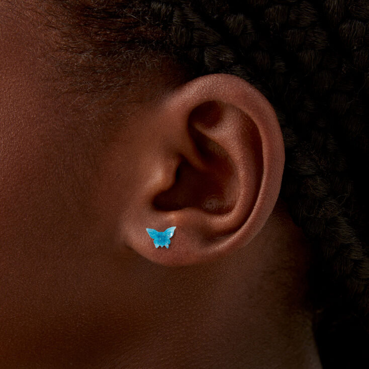 Neon Glow in the Dark Butterfly Stud Earrings - 10 Pack,