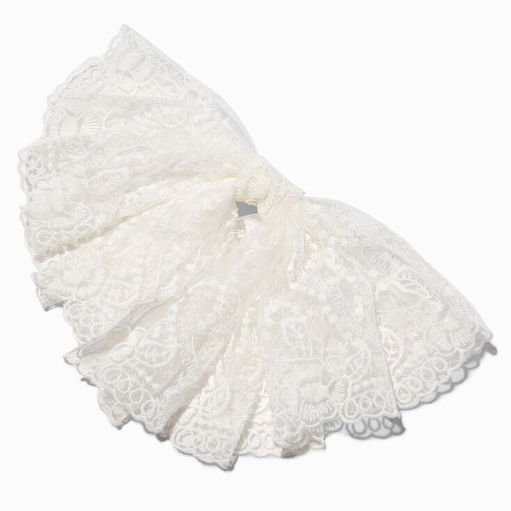 White Full Lace Bow Hair Clip,