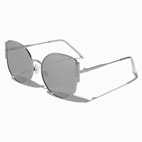 Crystal-Studded Silver-tone Metal Sunglasses,