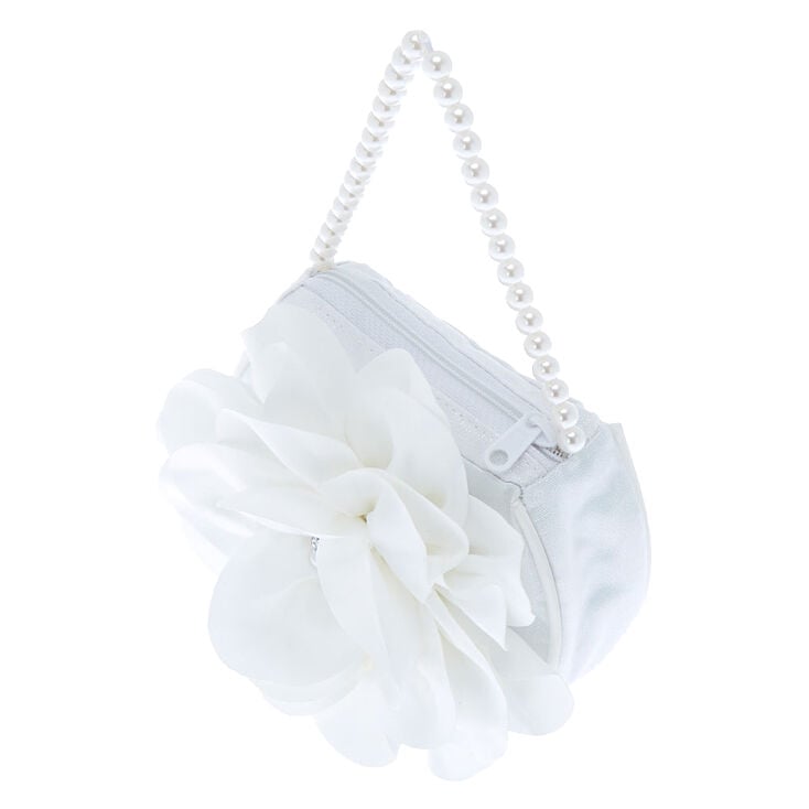 Claire&#39;s Club Pearl Floral Clutch Purse - White,