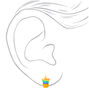 Silver Rainbow Unicorn Cupcake Stud Earrings,