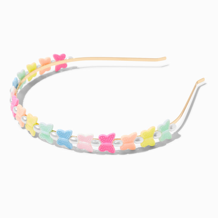 Claire&#39;s Club Pearl Neon Butterfly Headband,
