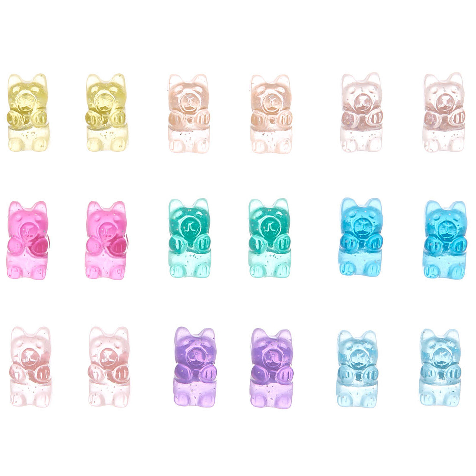  Claire's Glow In The Dark Gummy Bear Earrings - 3 Pairs of 1''  Drop Earrings Silver Pastel Colored Sweet Treat Food Theme Accessories for  Girls: Clothing, Shoes & Jewelry
