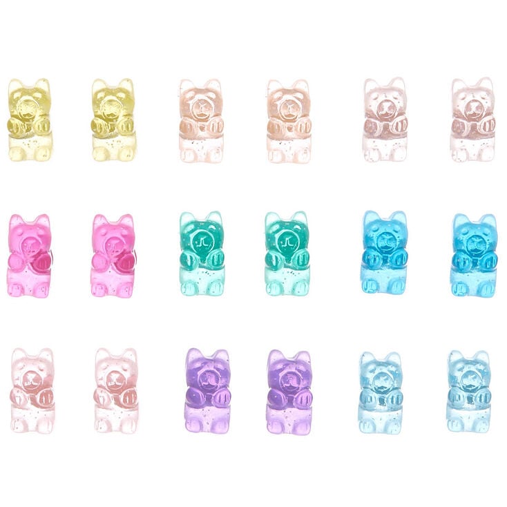Gummy Bear Stud Earrings - 9 Pack,