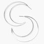 Silver 60MM Open Crescent Moon Hoop Earrings,
