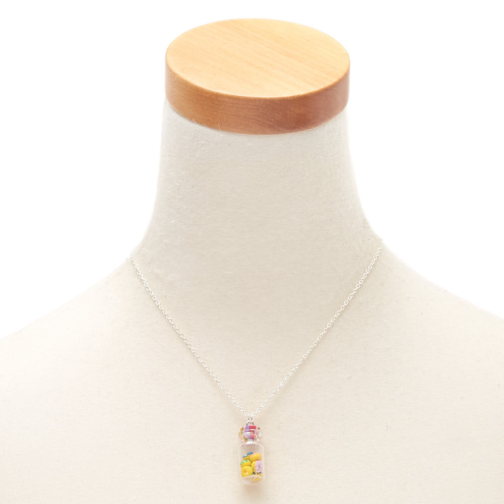 Rainbow Donut Bottle Pendant Necklace,