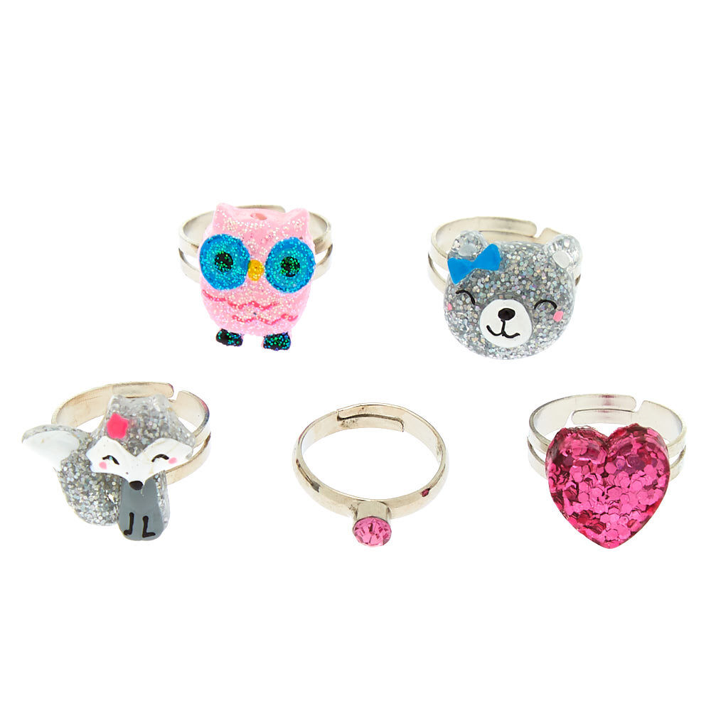 Claire's Club Critter Rings - 5 Pack,