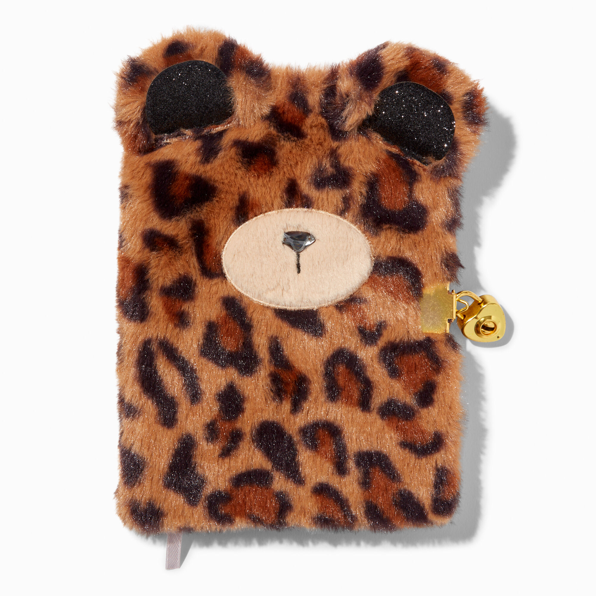 View Claires Leopard Print Bear Lock Diary information