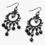 Jet Black 2.5&quot; Vintage Rhinestone Beaded Chandelier Drop Earrings,