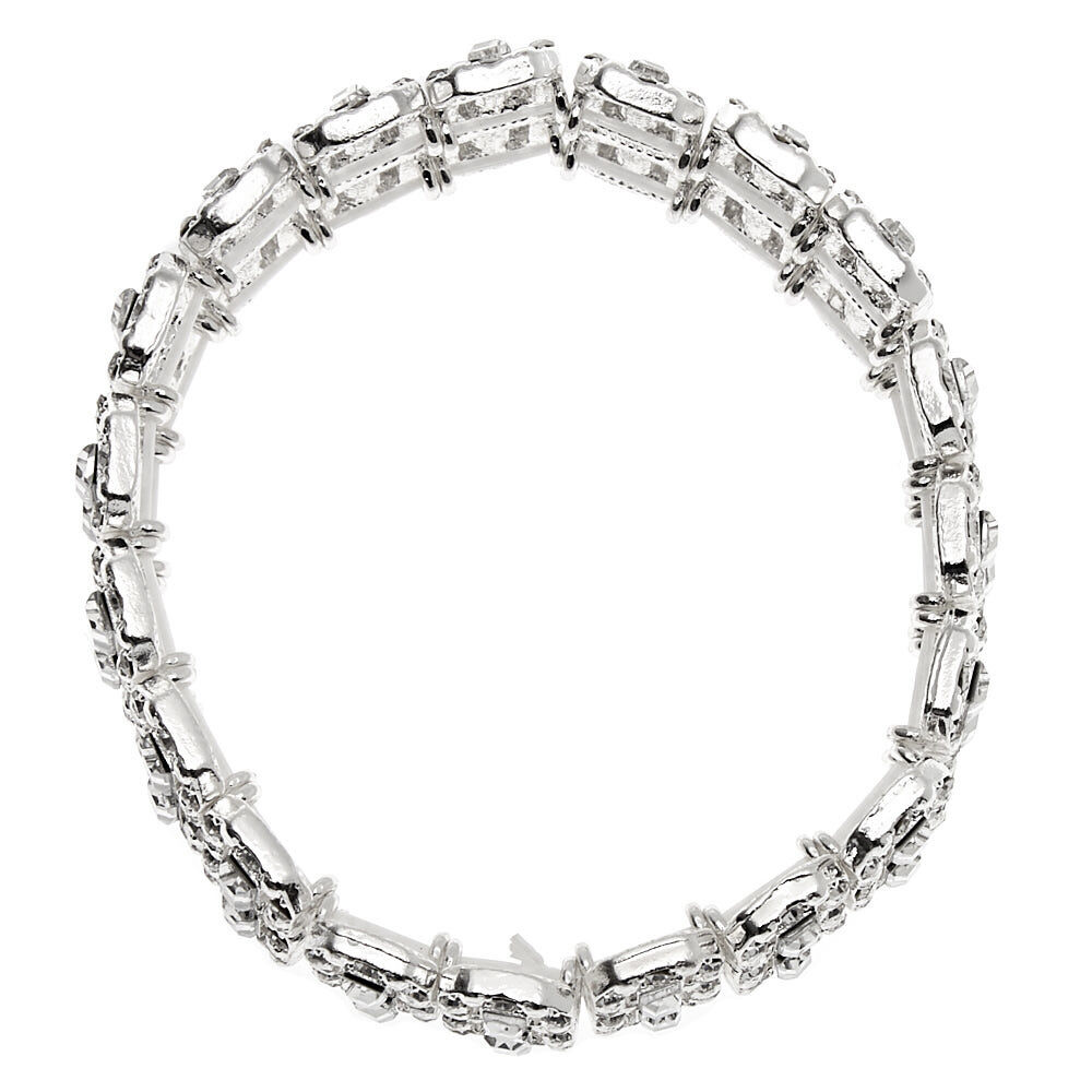Silver Rhinestone Double Row Stretch Bracelet,