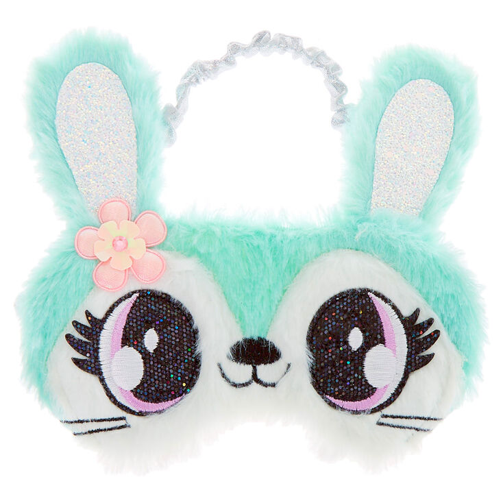 Teal Bunny Plush Sleeping Mask,