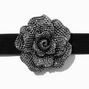 Studded Rose Black Velvet Choker Necklace,