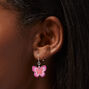 Pink Acrylic Butterfly 1&quot; Drop Earrings ,