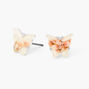Floral Resin Butterfly Stud Earrings,