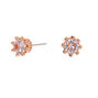 Rose Gold Cubic Zirconia Round Crown Stud Earrings - 3MM,