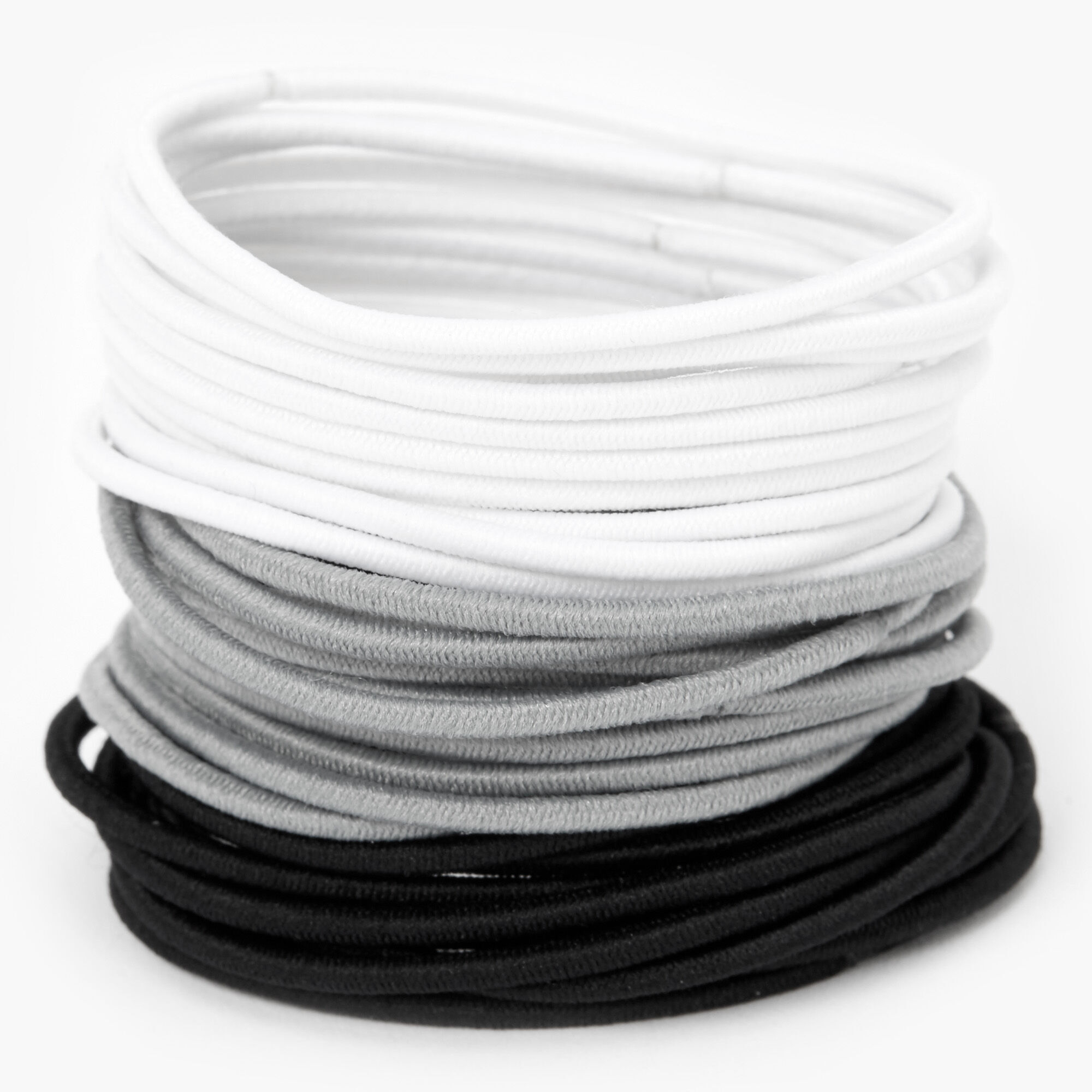View Claires Black Grey Hair Ties 30 Pack White information