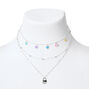 Silver Heart Lock Chain Multi Strand Necklace,