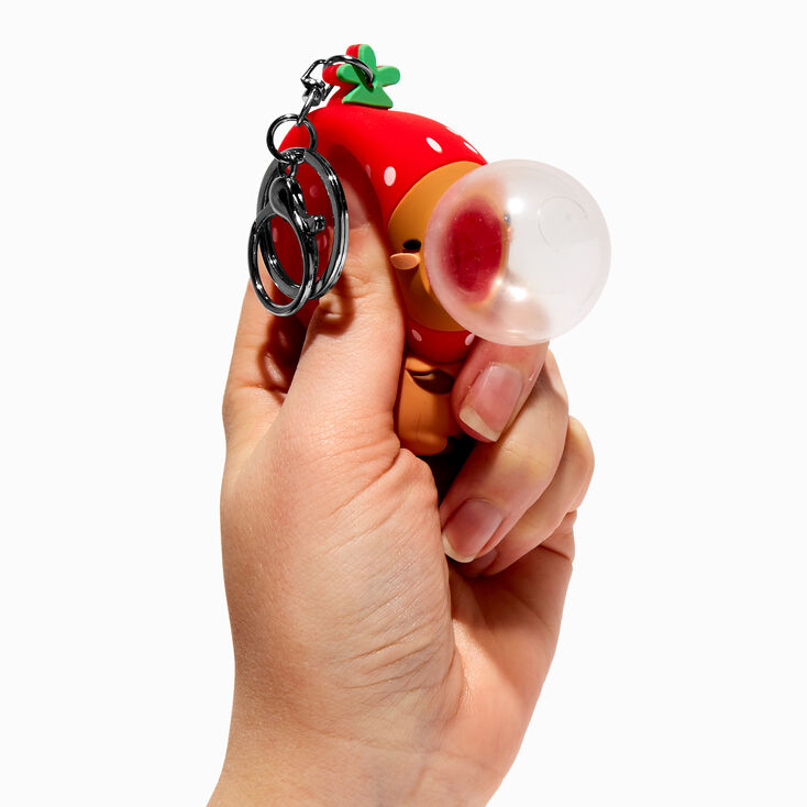 Strawberry Capybara Squeeze Keychain,
