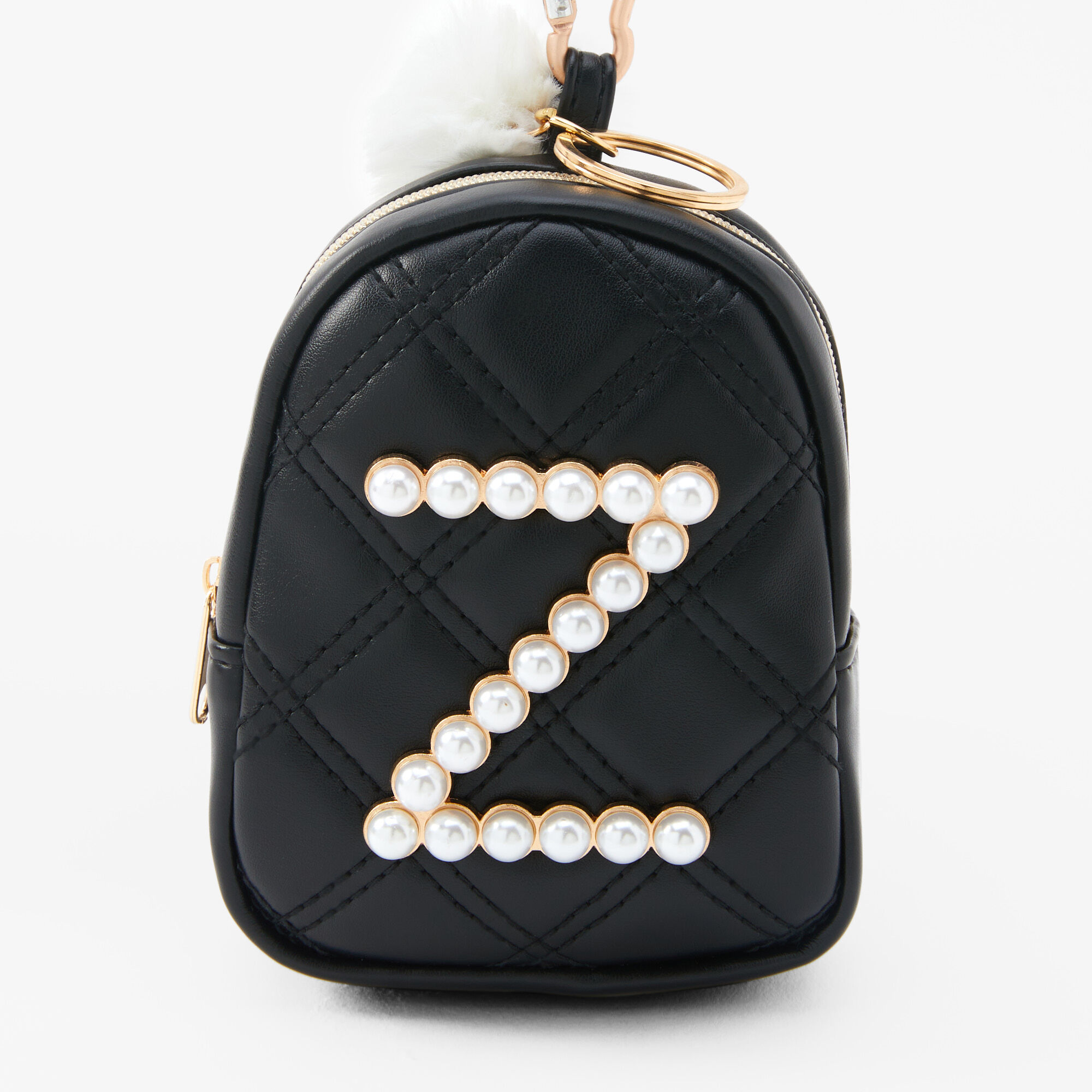 Initial Pearl Mini Backpack Keyring - Black, Z,