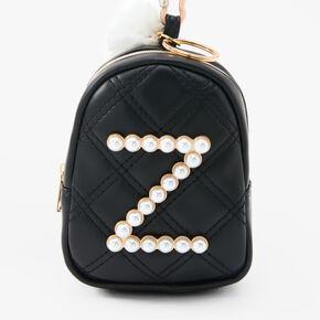 Initial Pearl Mini Backpack Keychain - Black, Z,