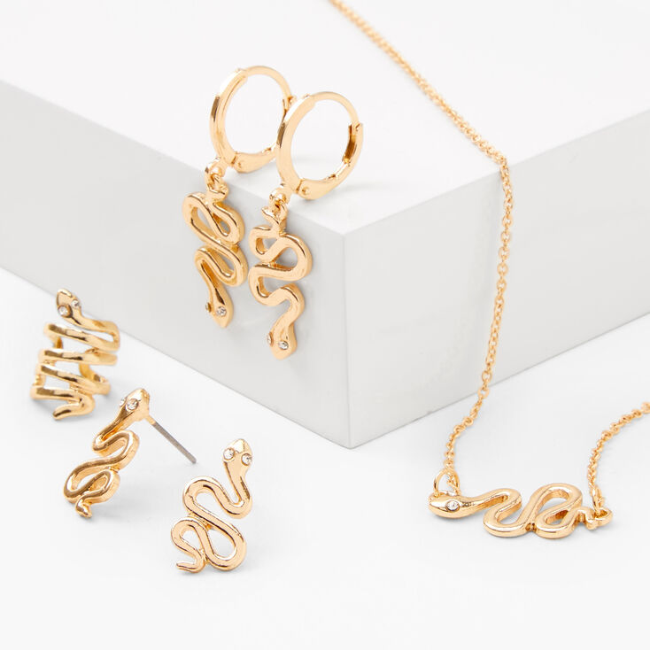 Gold Textured Snake Jewelry Set - 4 Pack,