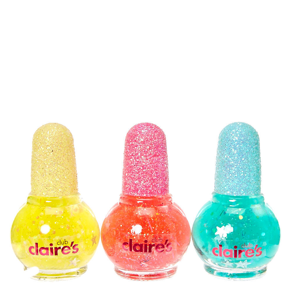 Claire's Club Mini Glitter Peel-Off Nail Polish Set - 3 Pack,