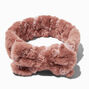 Dusty Rose Furry Makeup Bow Headwrap,