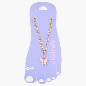Pink Butterfly Gold Chain Anklet,
