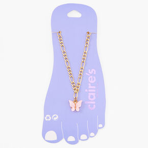 Pink Butterfly Gold Chain Anklet,