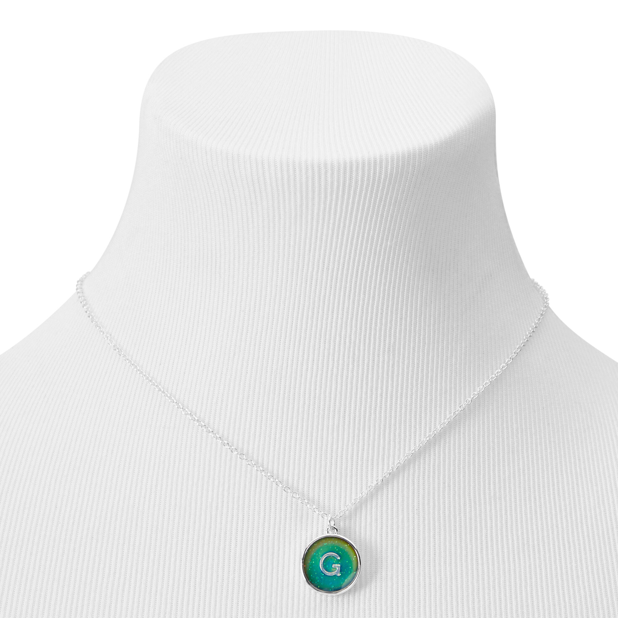 Silver Initial Mood Pendant Necklace - G,