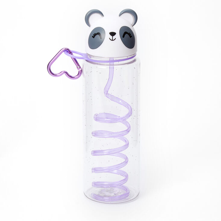 Claire's Gourde Poppy la panda avec paille tourbillon - Blanc