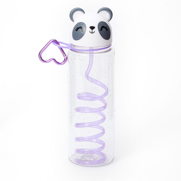 Poppy the Panda Water Bottle with Swirly Straw - White,