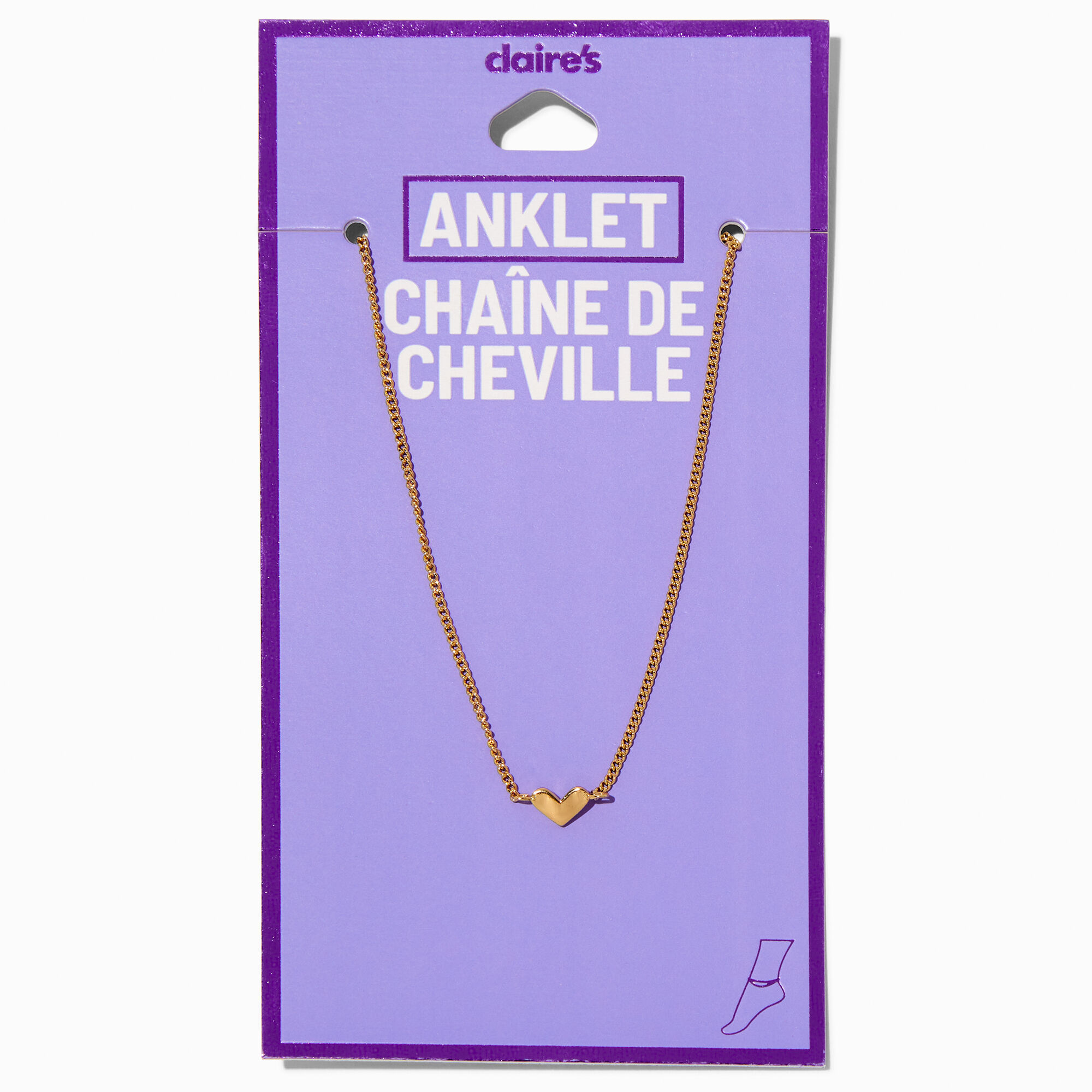 Gold-tone Single Heart Chain Anklet,