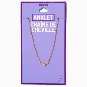 Gold-tone Single Heart Chain Anklet,