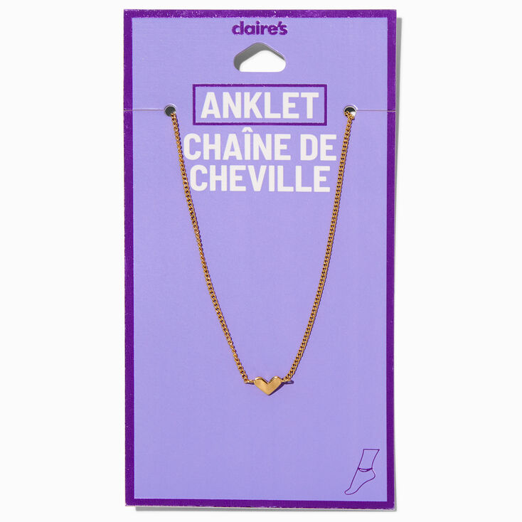 Gold-tone Single Heart Chain Anklet,