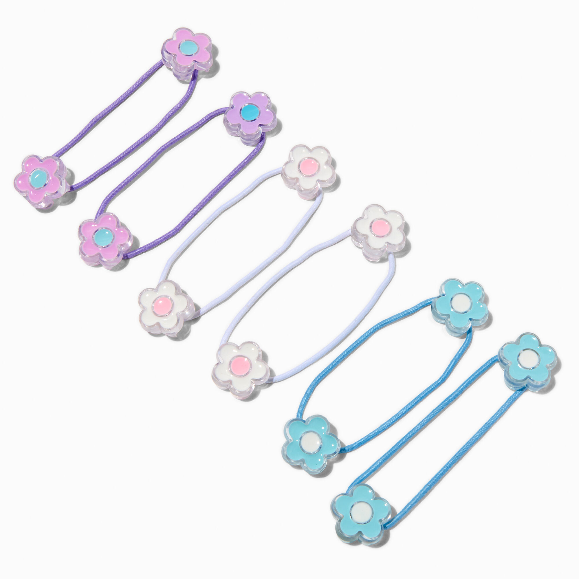 Élastiques billes à fleurs pastel Claire's Club - Lot de 6,