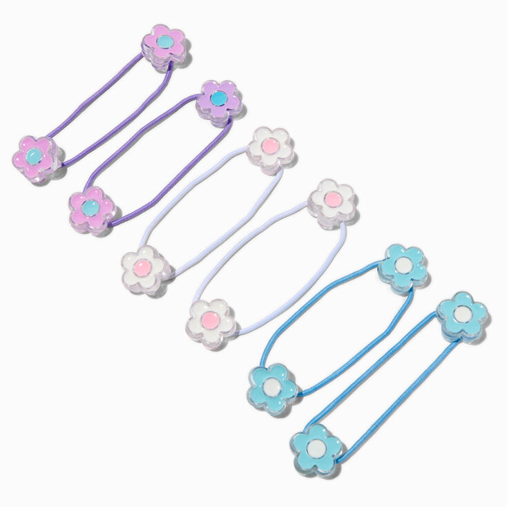 Claire&#39;s Club Pastel Flower Charm Hair Ties - 6 Pack,