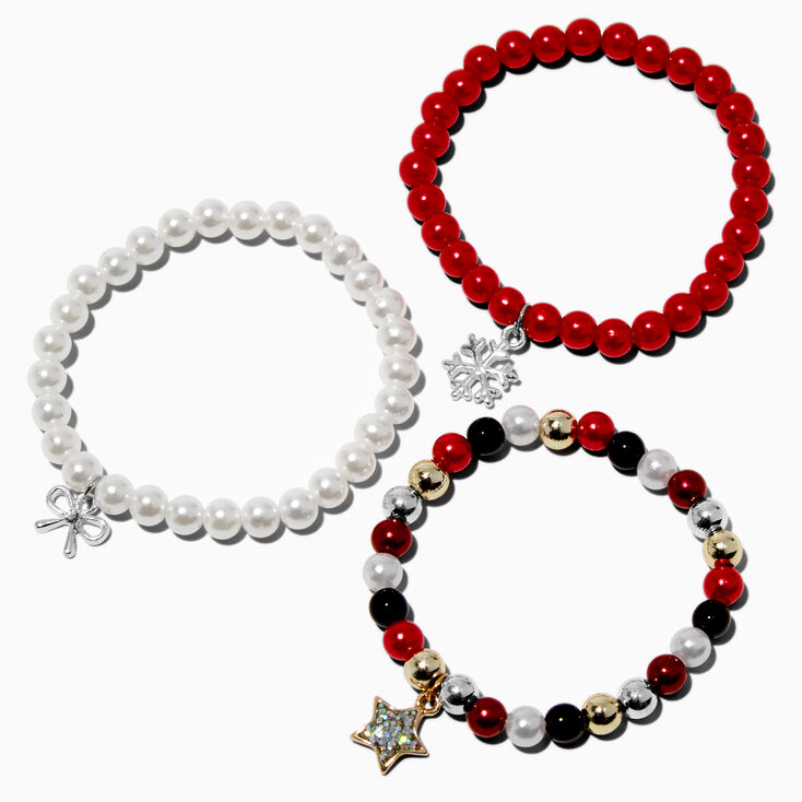 Claire&#39;s Club Holiday Beaded Stretch Bracelets - 3 Pack,