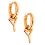 Gold 10MM Initial Huggie Hoop Earrings - Y,