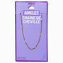 Gold-tone Stainless Steel Cubic Zirconia Baguette Stationed Chain Anklet,