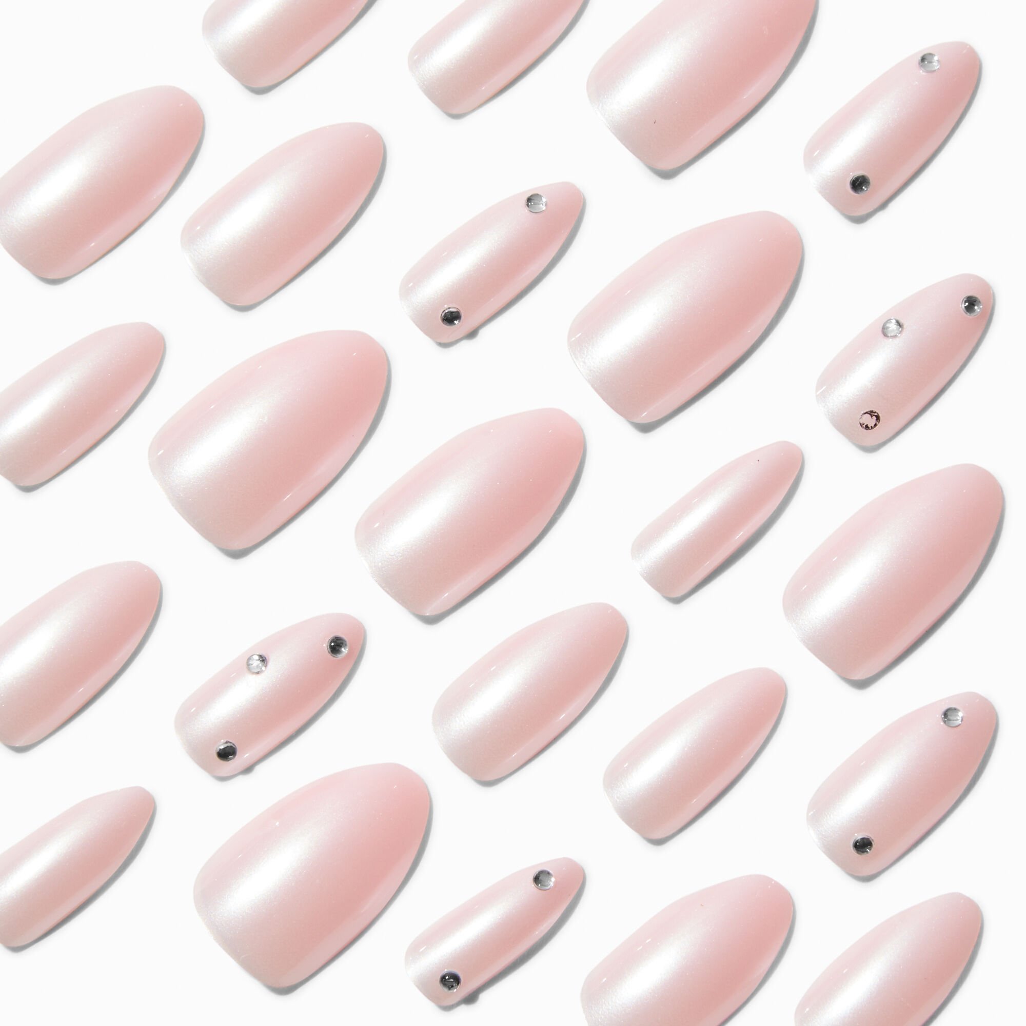 Chrome Gem Stiletto Vegan Faux Nail Set - 24 Pack,