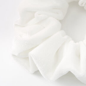 Medium White Velvet Hair Scrunchie,