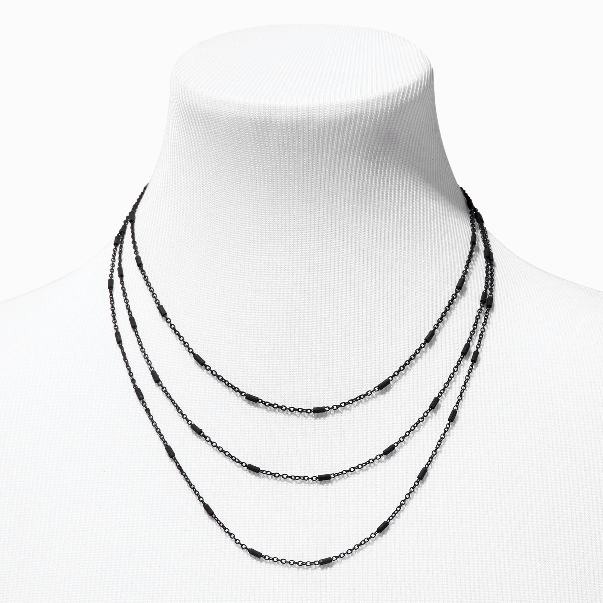 Black Tab Multi-Strand Necklace,