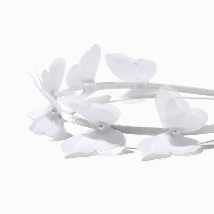 White Butterfly & Pearl Crown Headband