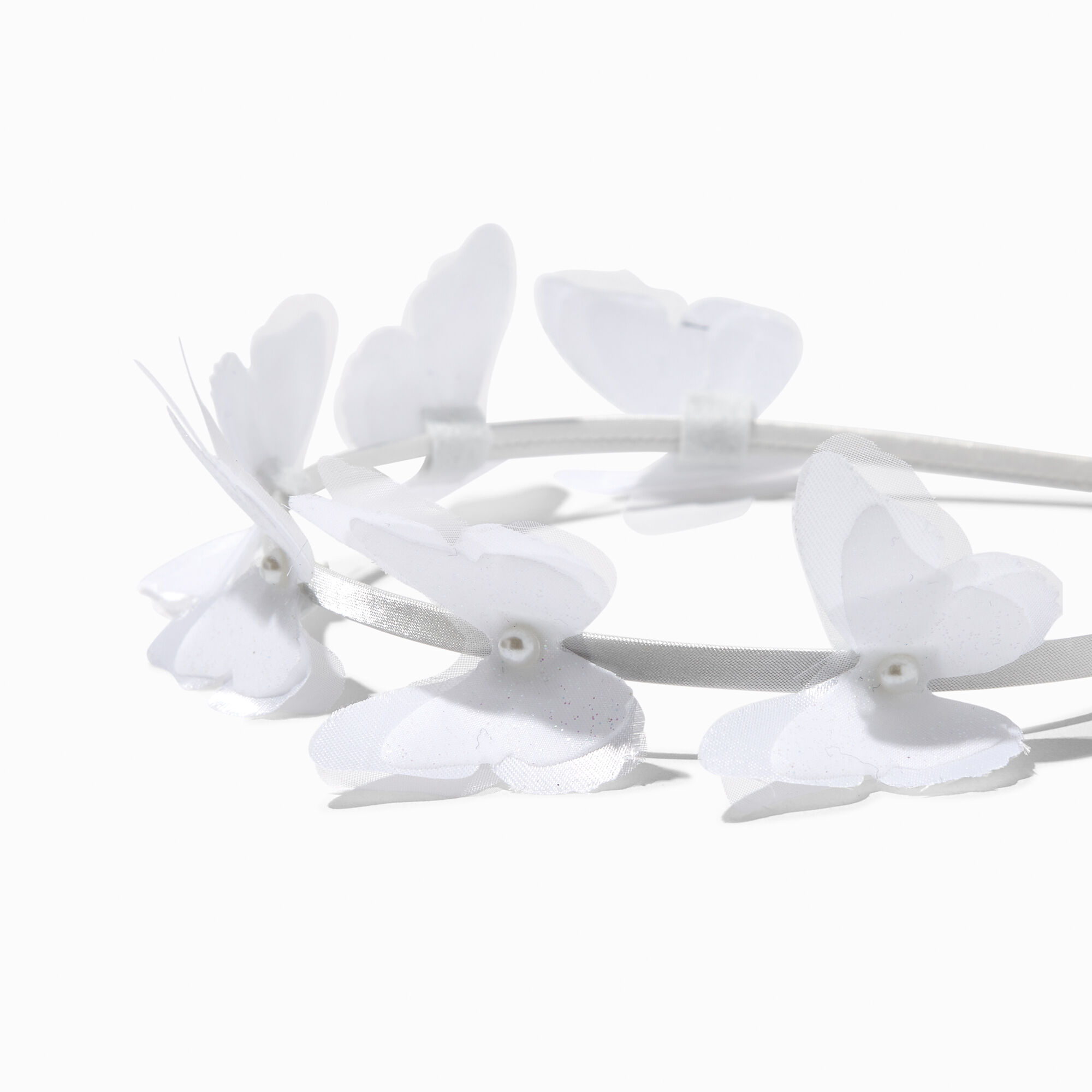 View Claires Butterfly Pearl Crown Headband White information