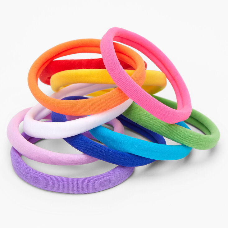 Neon Rainbow Rolled Hair Ties - 10 Pack,