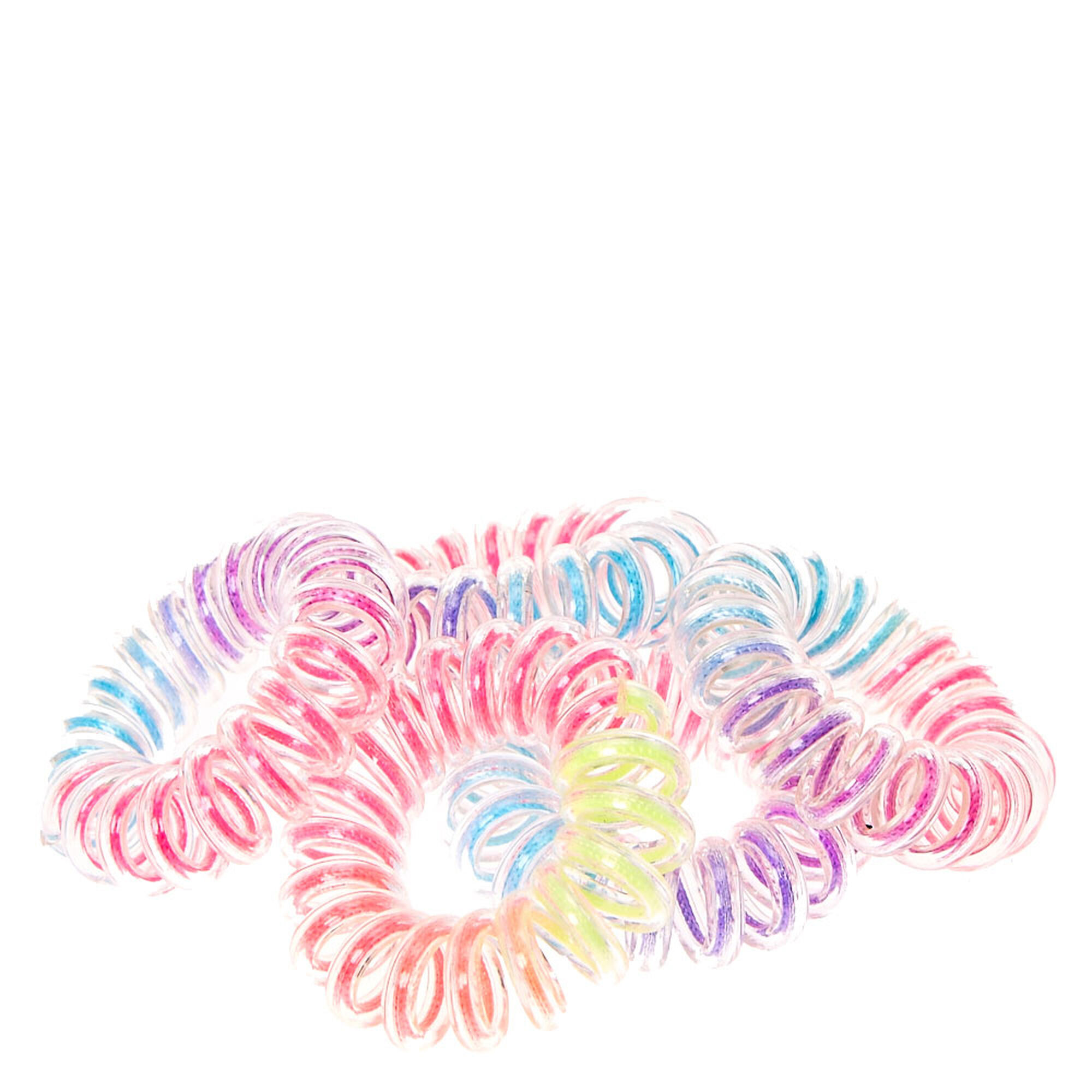 Neon Rainbow Mini Spiral Hair Bobbles - 5 Pack,