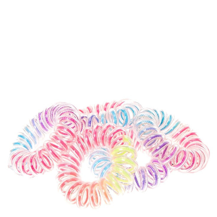 Neon Rainbow Mini Spiral Hair Bobbles - 5 Pack,