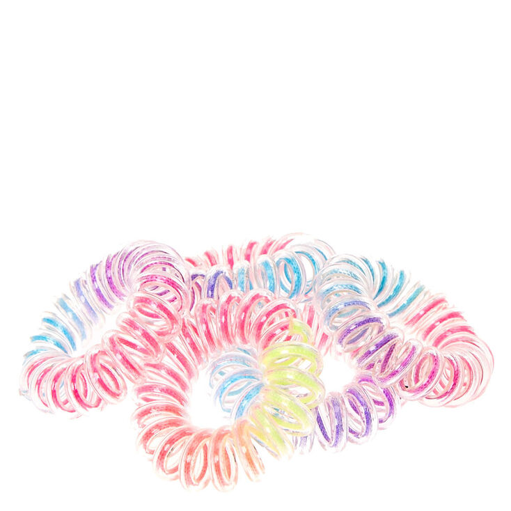 Neon Rainbow Mini Spiral Hair Ties - 5 Pack,
