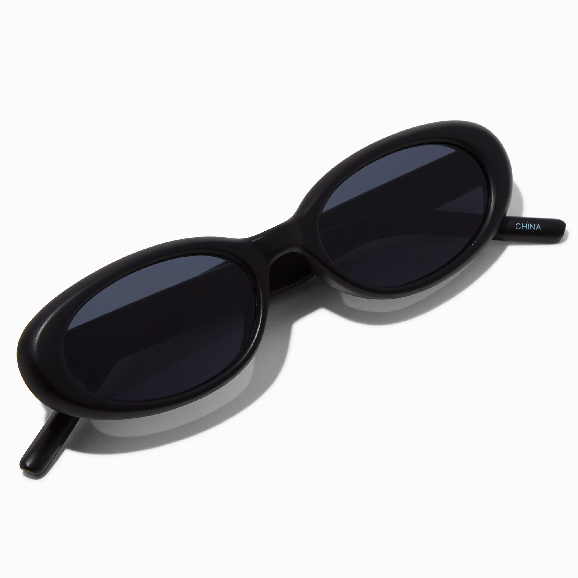 Matte Black Oval Sunglasses,